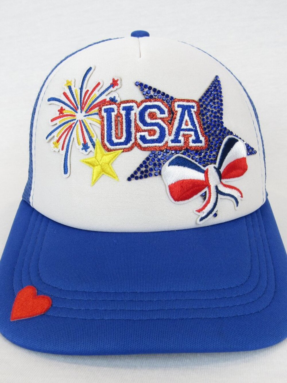 USA Embroidered Patches Woman's Hat  July 4th Trucker Foam Cap America